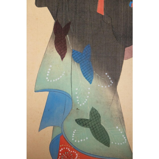 "Kimono Beauty" by Kojo, Japanese Silk Scroll Painting For Sale - Image 9 of 18