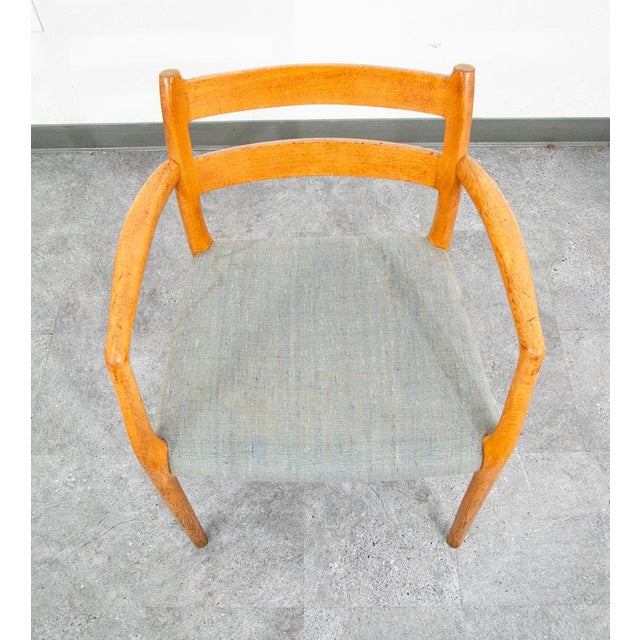 Mid Century Danish Modern Dining Chair Niels j.l Moller #67 Oak Denmark Armchair For Sale In Sacramento - Image 6 of 12