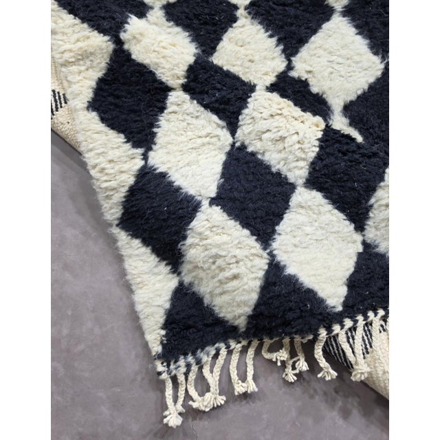 Black Black Checkered Wool Rug - 9.8 X 8.5 Ft For Sale - Image 8 of 8
