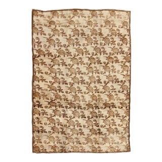 Antique Turkish Konya Rug With All-Over Floral Pattern in Taupe and Brown For Sale