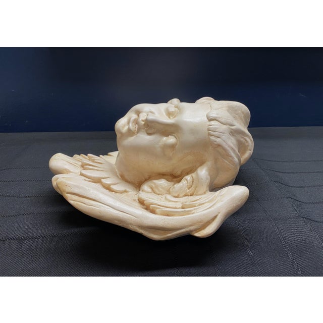 1960's Unbranded Wall Mount Sculpture, Angel Figure, Classical Cherub, Putto, Left Facing, Heavyweight For Sale - Image 11 of 14