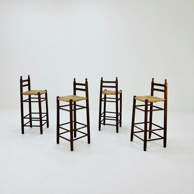 Rustic Mid-Century Italian Wicker Bar Stools, 1960s For Sale - Image 3 of 11