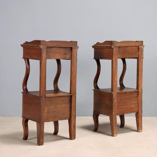 Antique Bedside Tables in Walnut with Drawers, Italy, 19th Century, Set of 2 For Sale - Image 12 of 13