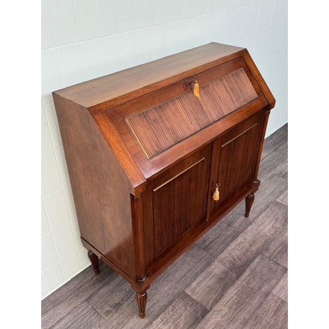 1950s Italian Walnut Secretaire with Drop-Leaf, 1950s For Sale - Image 5 of 18