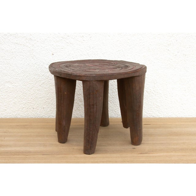African Patinated Brown Carved African Stool For Sale - Image 3 of 9