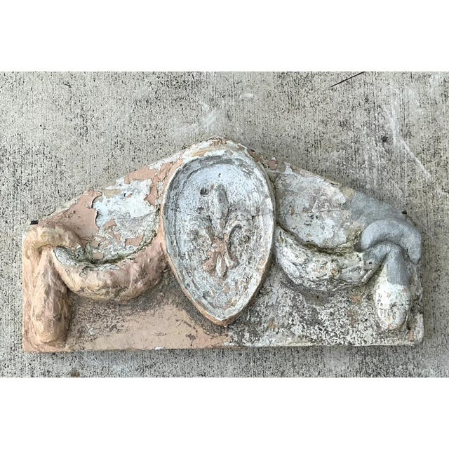 Early 20th Century Vintage Cement Fleur-De-Lis Architectural Fragment For Sale - Image 5 of 12