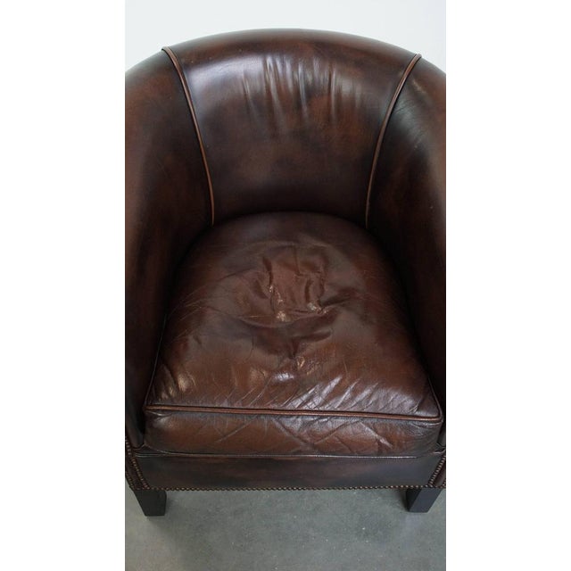 English Style Club Armchair in Cowhide Leather For Sale - Image 6 of 15