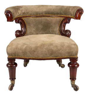 William IV Mahogany and Suede Desk Armchair