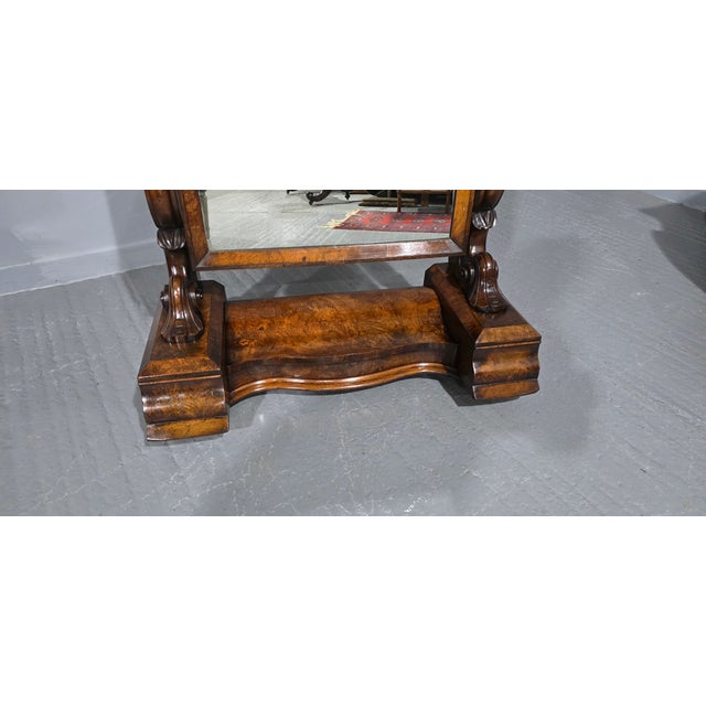 Wood Burr Walnut Cheval Mirror, 1880s For Sale - Image 7 of 11