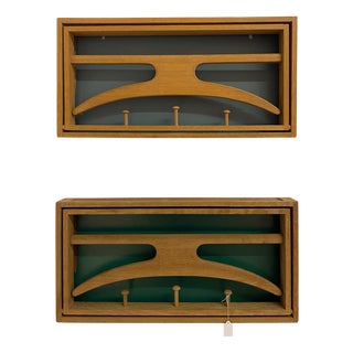 Oak and Leather Folding Wall Valets from Adam Hoff & Poul Østergaard, 1960s, Set of 2 For Sale