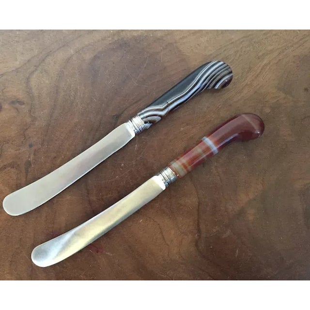 Antique 19th Century English Pistol Handled Knives with Agate Handles - A Pair For Sale - Image 9 of 13