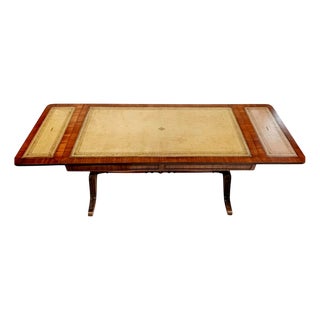 Large Vintage Extendable Coffee Table in Mahogany and Green Leather from Bevan Funnell Ltd., 1970s For Sale