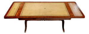 Large Vintage Extendable Coffee Table in Mahogany and Green Leather from Bevan Funnell Ltd., 1970s