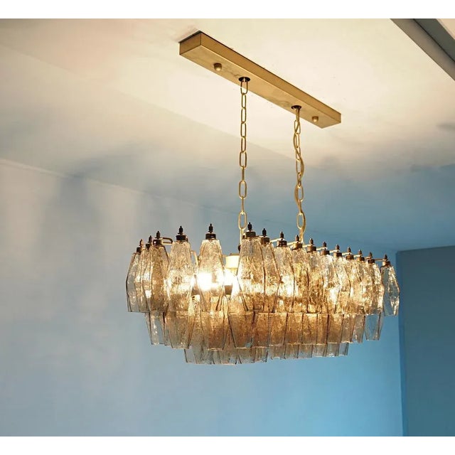 Murano Poliedri Chandelier by Carlo Scarpa with 84 Smoked Glasses, 1990s For Sale - Image 4 of 12