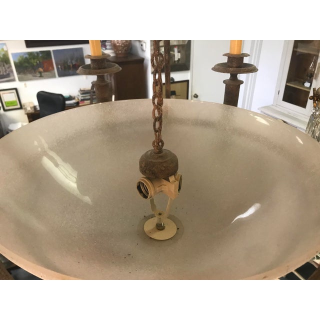 Metal Vintage Neoclassical Six Light Chandelier With Rustic Finish For Sale - Image 7 of 9