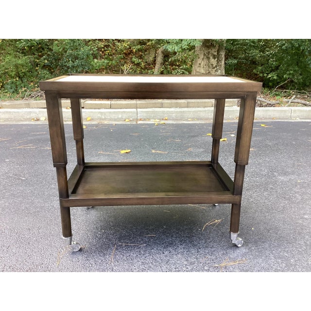 EJ Victor Custom Ej Victor Brown & Moore Collection Boathouse Drinks Trolley With Raffia Top For Sale - Image 4 of 6