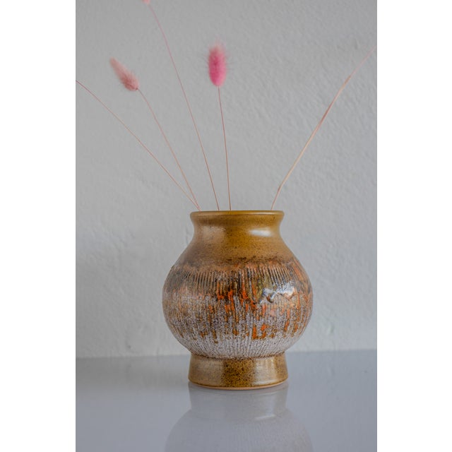 Brown Mid-Century Scandinavian Modern Art Pottery Vase in Ceramic from Tilgmans, Sweden For Sale - Image 8 of 12