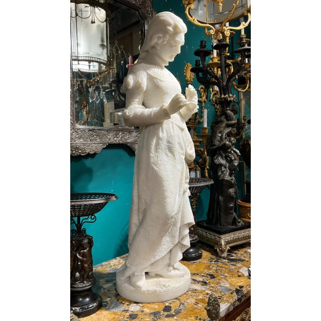 Late 19th Century Ferdinando Vichi Italian White Marble Sculpture of a Female For Sale - Image 5 of 10