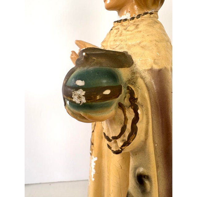 Ceramic Mid-Century Infant Jesus of Prague Ceramic Sculpture – Religious Folk Art 11” For Sale - Image 7 of 12