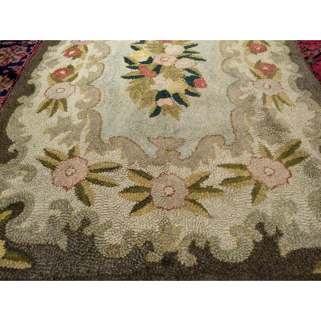 Vintage American Hand Hooked Rug, Wool & Cotton, Floral Pattern, Folk Art, 4x6 For Sale - Image 13 of 15