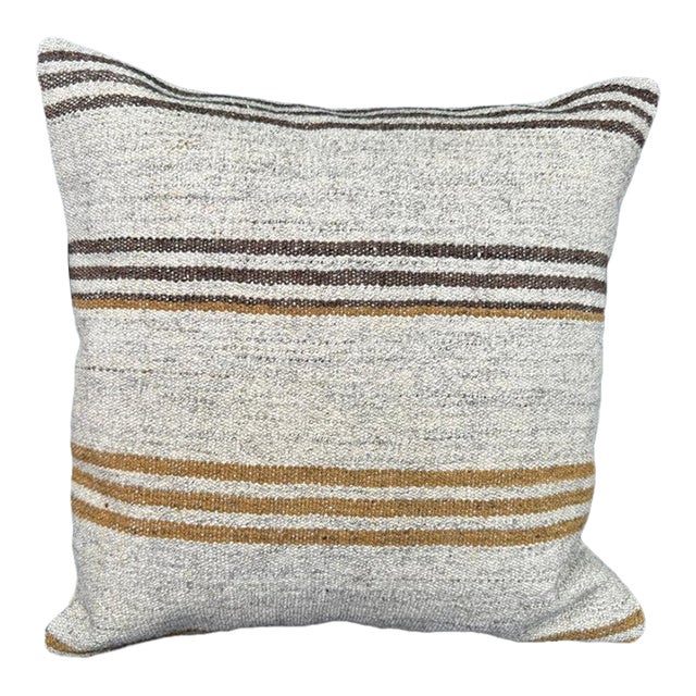 Turkish Hemp Pillow Cushion Natural Beige Yellow Cushion Cover 20"x20" For Sale