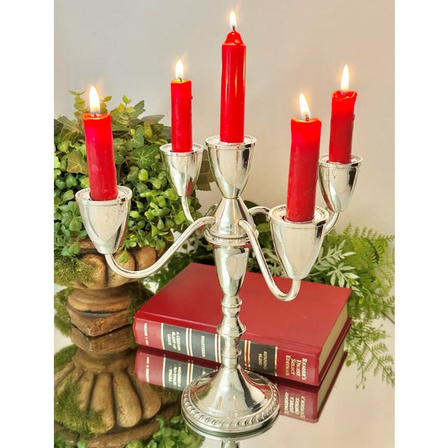 This is for a beautiful a vintage Duchin Creations 5 Arm candelabra made of sterling silver (.925) with a traditional...