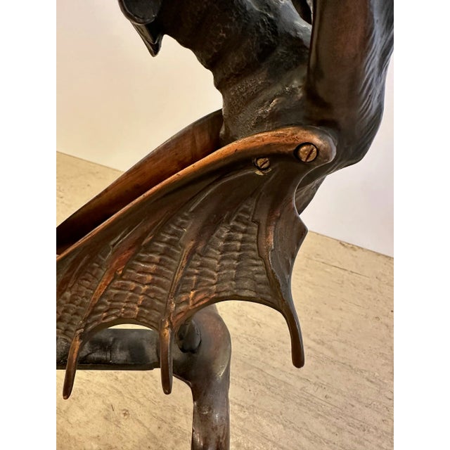 Bronze English Antique Iron Winged Dragon Andirons -A Pair For Sale - Image 8 of 9