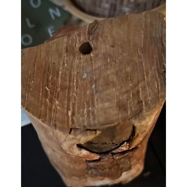 Folk Art 1930s Hand-Carved Wooden Face Sculpture Holiday Nativity For Sale - Image 3 of 4