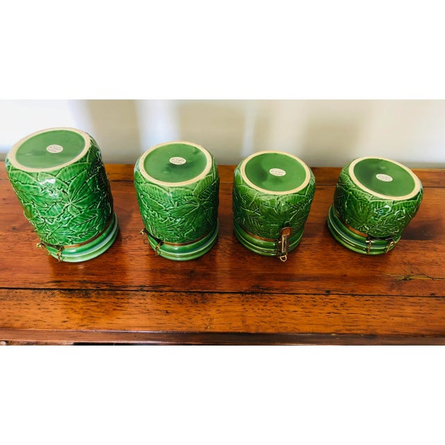 Andrea by Sadek Green Vintage Kitchen Storage Jars - Set of 4 For Sale - Image 9 of 10