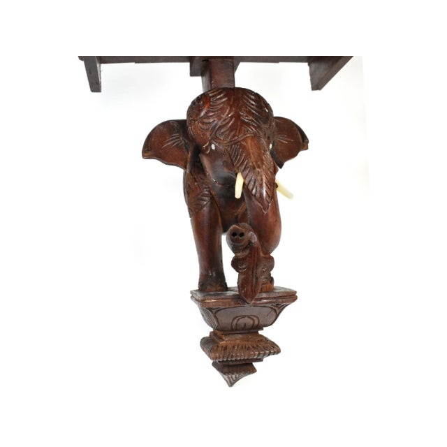 Mid 20th Century Wood Carved Elephant Head Wall Decor Shelf For Sale - Image 4 of 11