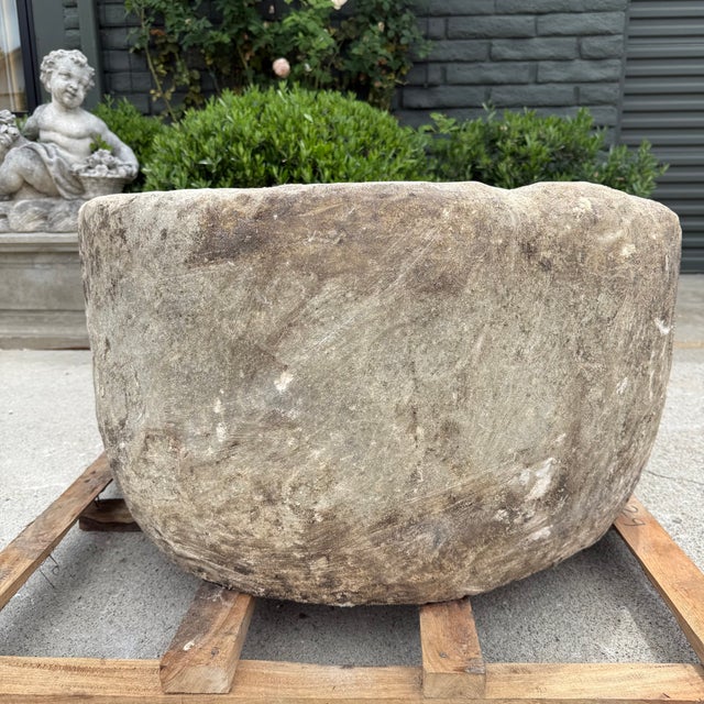 Antique Limestone Trough A one-of-a-kind hand-carved limestone trough naturally textured, lightly weathered finish....