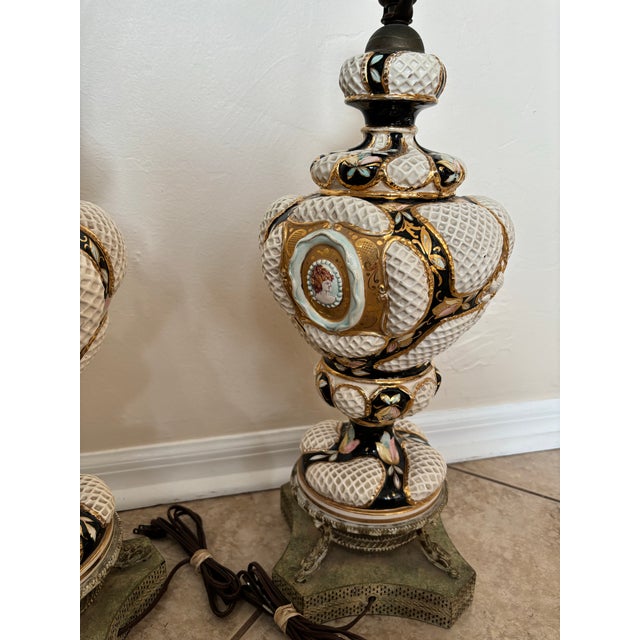 Mid 20th Century Capodimonte Table Lamps -Set of 2 For Sale - Image 9 of 11