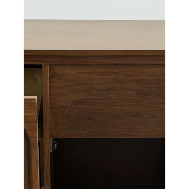 1960s Reworked Arched Walnut Credenza For Sale - Image 4 of 15