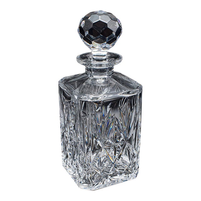 Vintage Scotch Decanter, English, Cut Crystal Glass, Whiskey, Bourbon, Spirits For Sale