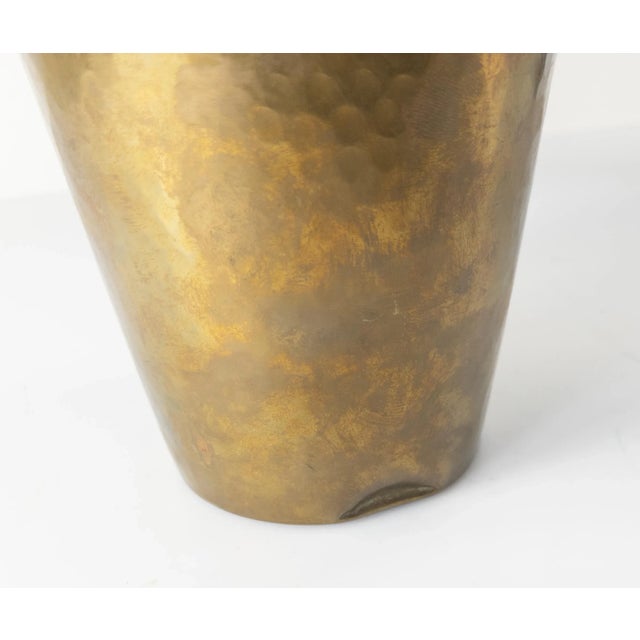Metal Early 20th Century German Art Nouveau Jugendstil Wmf Hammered Brass Vase For Sale - Image 7 of 10