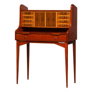 Swedish Walnut and Elm Secretaire, 1960s For Sale