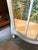 Wood Vintage White Wooden Short Light Up Glass Display Cabinet With Tropical Wallpaper Background For Sale - Image 7 of 11
