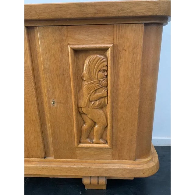 Ash Sideboard with Carved Panels, 1930s For Sale - Image 11 of 18