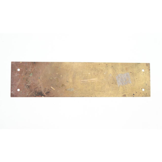 Vintage Commercial rectangular brass sign featuring the word "LADIES" in bold black letters. The original mounting screws...