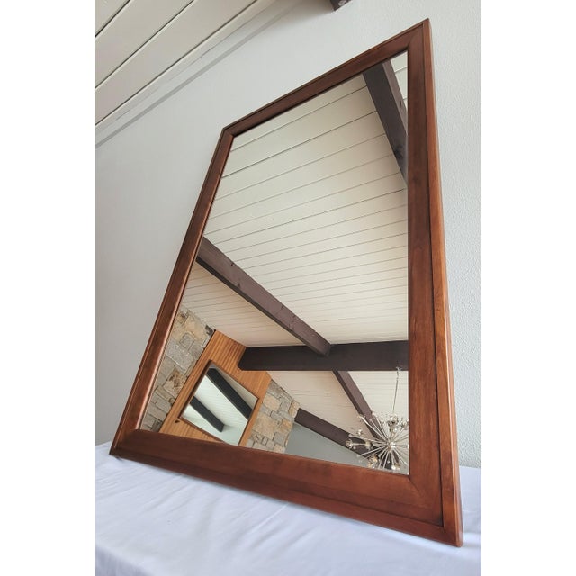 Mid-Century Modern Vintage Solid Cherry Wall Mirror by Willett Furniture For Sale - Image 3 of 9