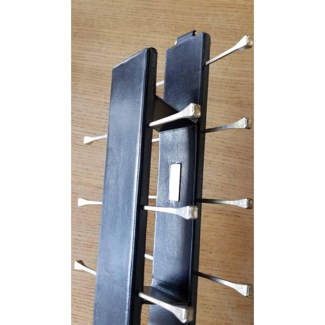 Metal Leather and Brass Tie Rack by Longchamp Paris, France, 1960s For Sale - Image 7 of 8