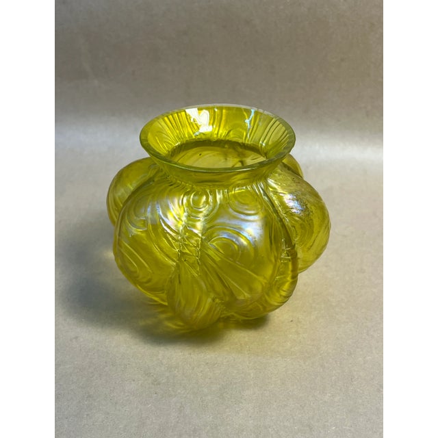 Antique Kralik Spiral Optic Iridescent Uranium Glass Vase Bohemia, circa 1900–1915 This striking hand-blown vase exhibits...