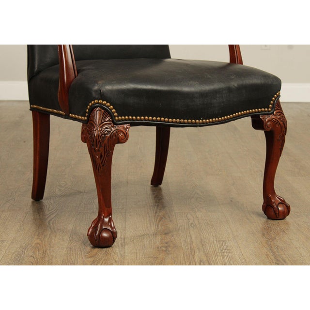 Hickory Chair Georgian Style Leather Library Armchair For Sale In Philadelphia - Image 6 of 12