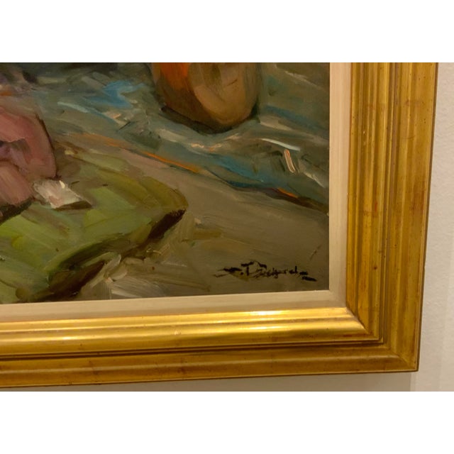 Transitional Vintage Female Figure in Though Signed Oil on Canvas Painting For Sale - Image 3 of 6