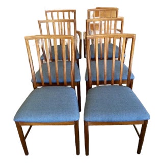 Set of Six Mid Century Modern Teak Frame Dining Chairs c.1960 For Sale