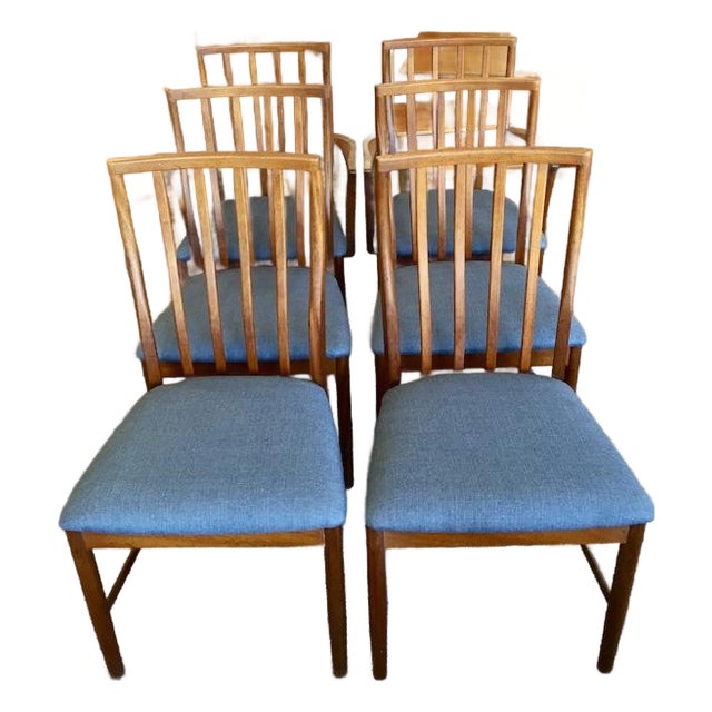 Set of Six Mid Century Modern Teak Frame Dining Chairs c.1960 For Sale