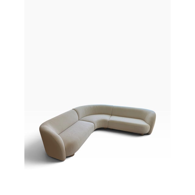 Textile West Elm Laurent 3-Piece Sculptural L-Shaped Wedge Sectional in Ivory Performance Upholstery For Sale - Image 7 of 18