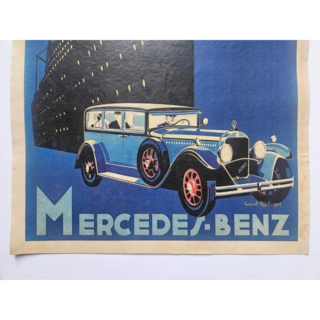 1930s Art Deco Mercedes Benz Automobile Advertising Poster, 1930s For Sale - Image 5 of 8