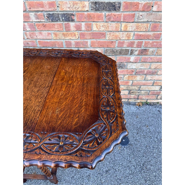 Antique English Carved Top Gateleg Table For Sale In Nashville - Image 6 of 13