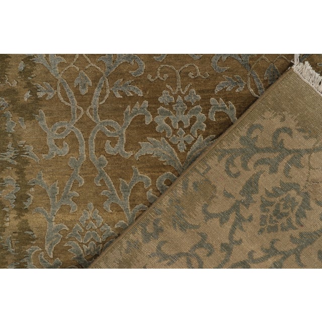 Rug & Kilim’s European Style Contemporary Rug in Beige-Brown With Blue Floral Patterns For Sale In New York - Image 6 of 6
